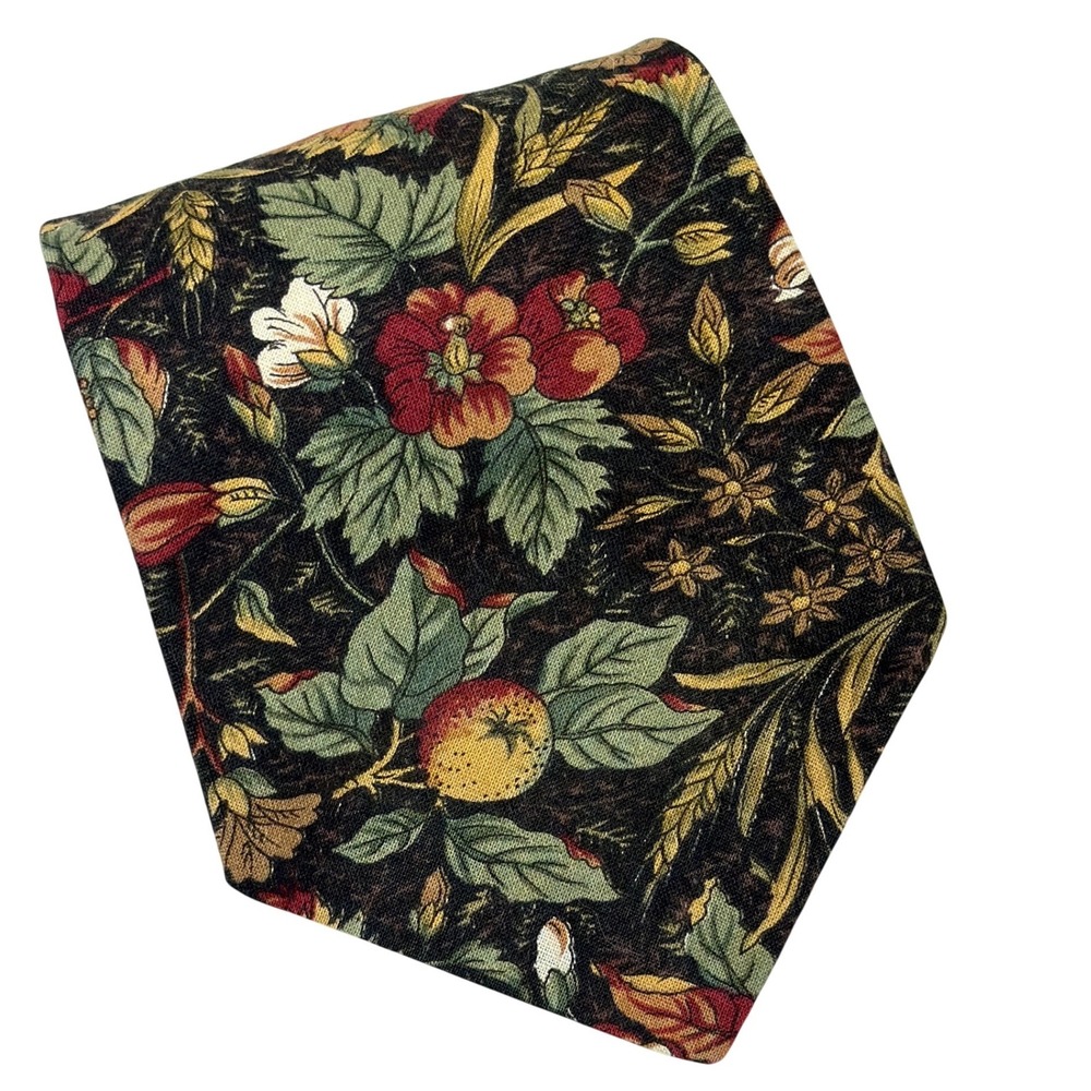 VTG Rohde Royce Necktie Multi Floral Fruit Botanical Cotton Classic‎ Mens OS
